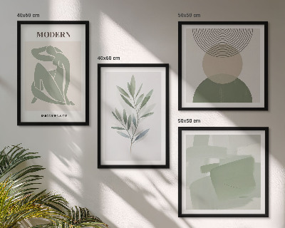 Daugiadalis paveikslas su rėmu Stilinga abstrakti augalų grafika