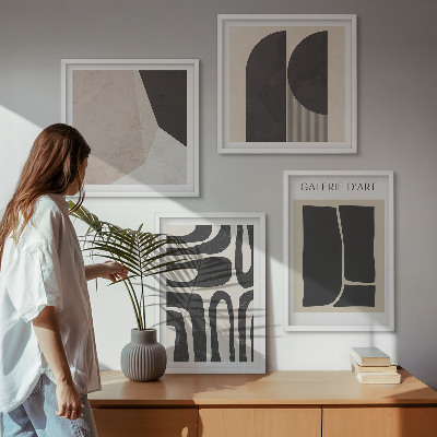 4 paveikslų rinkinys su rėmais Abstraktūs minimalistiniai plakatai