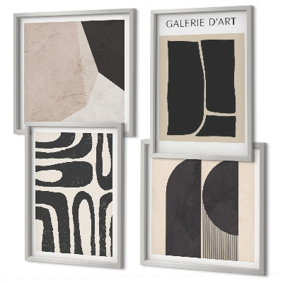 4 paveikslų rinkinys su rėmais Abstraktūs minimalistiniai plakatai