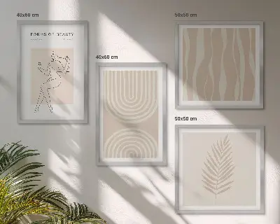 Daugiadalis paveikslas su rėmu abstrakčios boho stiliaus dekoracijos