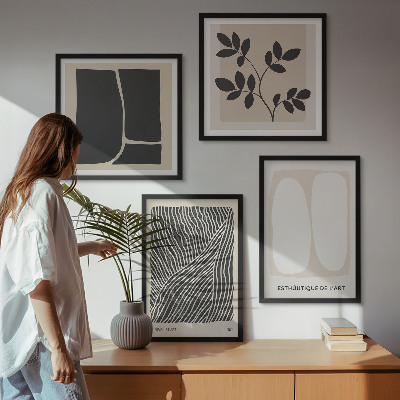 Daugiadalis paveikslas su rėmu Minimalistiniai augalų raštai