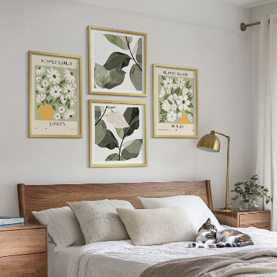 4 paveikslų rinkinys su rėmais Gėlių raštai Londone, Dubline