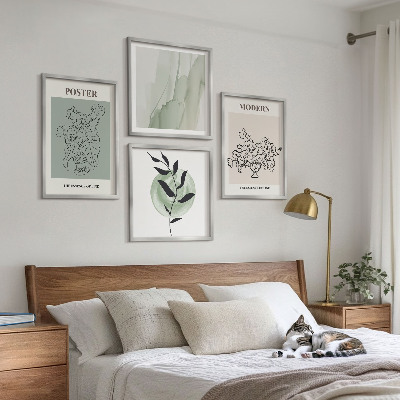 4 paveikslų rinkinys su rėmais Gėlės modernioje vazoje
