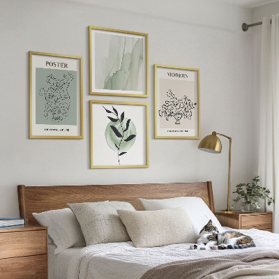 4 paveikslų rinkinys su rėmais Gėlės modernioje vazoje