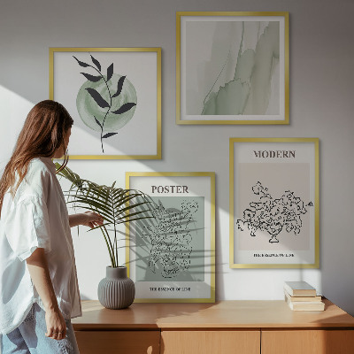 4 paveikslų rinkinys su rėmais Gėlės modernioje vazoje