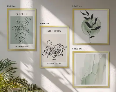Gėlės modernioje vazoje 4 paveikslų rinkinys su rėmais