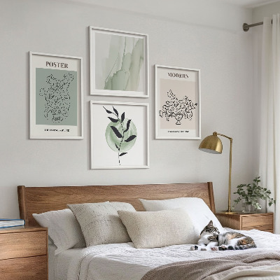 4 paveikslų rinkinys su rėmais Gėlės modernioje vazoje