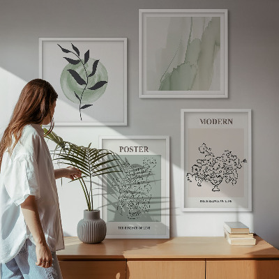 4 paveikslų rinkinys su rėmais Gėlės modernioje vazoje