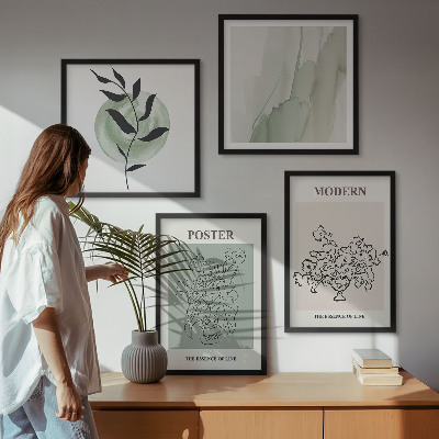 4 paveikslų rinkinys su rėmais Gėlės modernioje vazoje