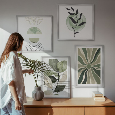 Daugiadalis paveikslas su rėmu Augalų geometrinės figūros
