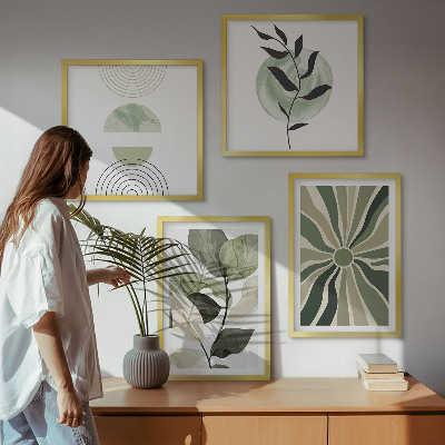 Daugiadalis paveikslas su rėmu Augalų geometrinės figūros