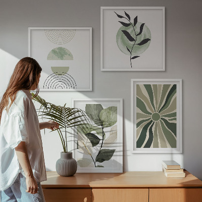 Daugiadalis paveikslas su rėmu Augalų geometrinės figūros