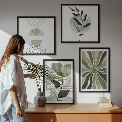 Daugiadalis paveikslas su rėmu Augalų geometrinės figūros