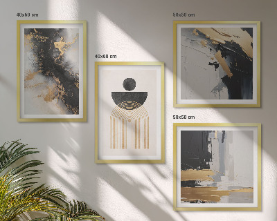 4 paveikslų rinkinys su rėmais Abstrakti geometrijos kompozicija