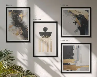 Abstrakti geometrijos kompozicija 4 paveikslų rinkinys su rėmais