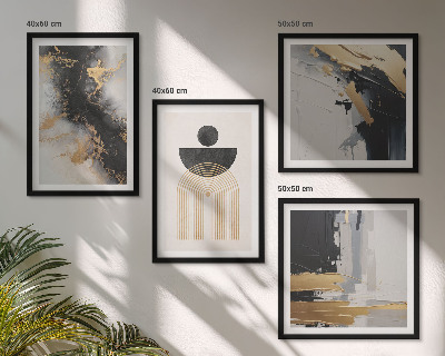 4 paveikslų rinkinys su rėmais Abstrakti geometrijos kompozicija