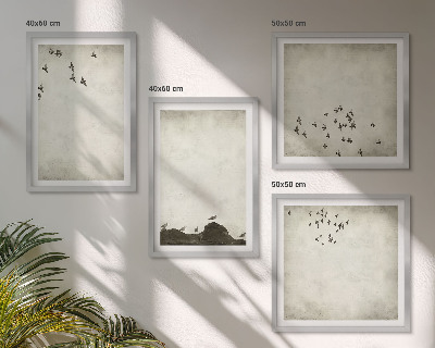 Daugiadalis paveikslas su rėmu Minimalistinis paukščių piešinys