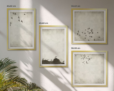 Daugiadalis paveikslas su rėmu Minimalistinis paukščių piešinys