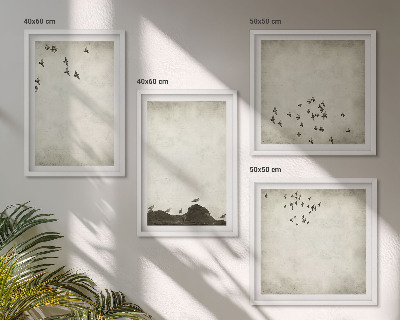 Daugiadalis paveikslas su rėmu Minimalistinis paukščių piešinys
