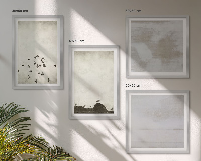 4 paveikslų rinkinys su rėmais Minimalistiniai paukščiai skrydžio metu