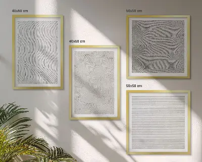 Daugiadalis paveikslas su rėmu smėlio raštai su geometrinėmis struktūromis