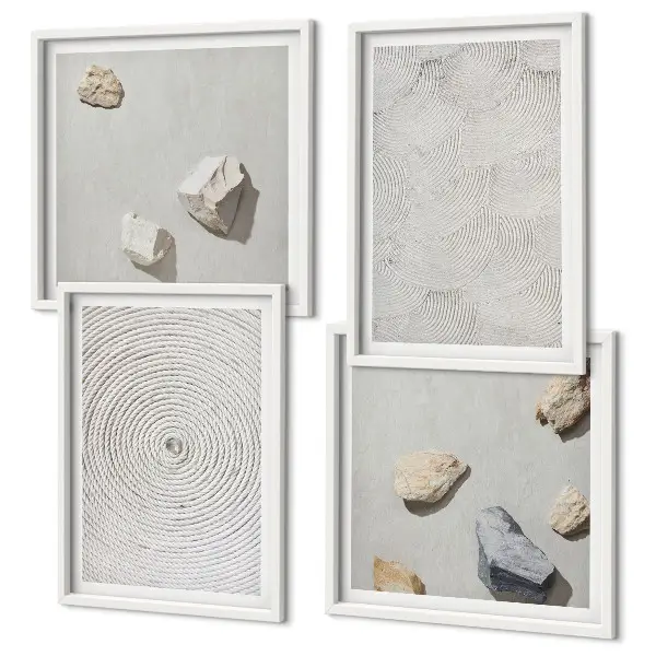Geometriniai kartono akmenys 4 paveikslų rinkinys su rėmais