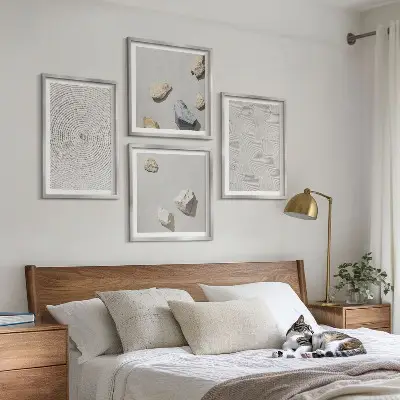Geometriniai kartono akmenys 4 paveikslų rinkinys su rėmais