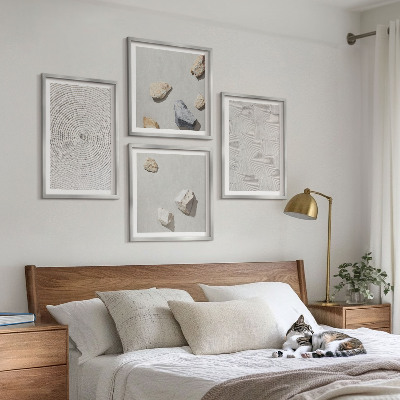 4 paveikslų rinkinys su rėmais Geometriniai kartono akmenys