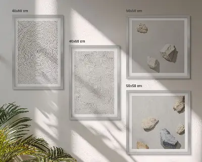 Geometriniai kartono akmenys 4 paveikslų rinkinys su rėmais