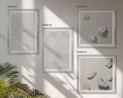 4 paveikslų rinkinys su rėmais Geometriniai kartono akmenys