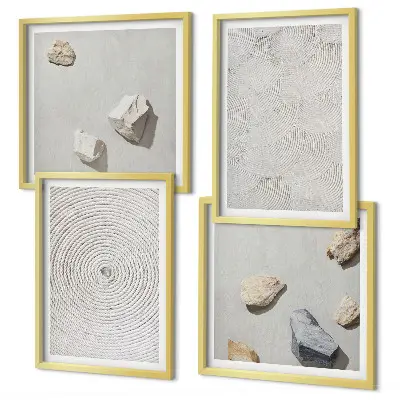 Geometriniai kartono akmenys 4 paveikslų rinkinys su rėmais