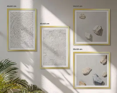 Geometriniai kartono akmenys 4 paveikslų rinkinys su rėmais