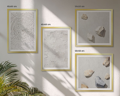 4 paveikslų rinkinys su rėmais Geometriniai kartono akmenys