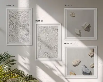 Geometriniai kartono akmenys 4 paveikslų rinkinys su rėmais