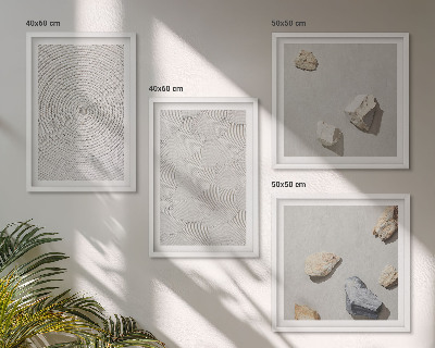 4 paveikslų rinkinys su rėmais Geometriniai kartono akmenys
