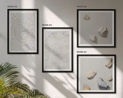 Geometriniai kartono akmenys 4 paveikslų rinkinys su rėmais