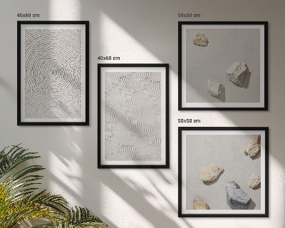 4 paveikslų rinkinys su rėmais Geometriniai kartono akmenys