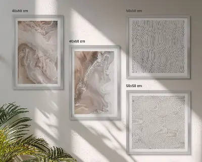 Paveikslų kompozicija ant sienos akmens imitacijos abstrakcijos su marmuro raštais