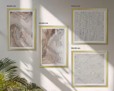 Paveikslų kompozicija ant sienos akmens imitacijos abstrakcijos su marmuro raštais