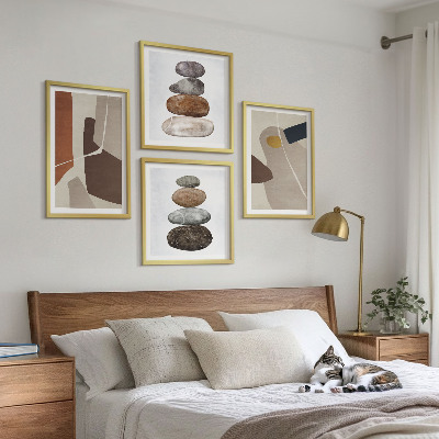 4 paveikslų rinkinys su rėmais Abstrakčios boho formos