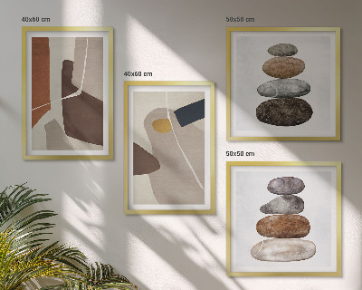 4 paveikslų rinkinys su rėmais Abstrakčios boho formos