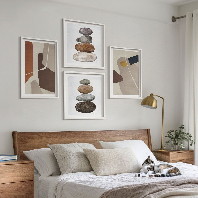 4 paveikslų rinkinys su rėmais Abstrakčios boho formos
