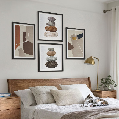 4 paveikslų rinkinys su rėmais Abstrakčios boho formos