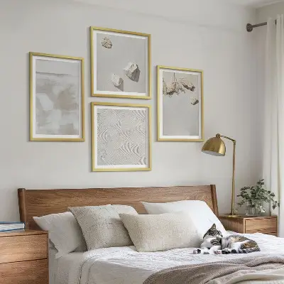 4 paveikslų rinkinys su rėmais smėlio akmenų bohemiškos tekstūros motyvais