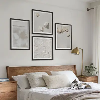 4 paveikslų rinkinys su rėmais smėlio akmenų bohemiškos tekstūros motyvais