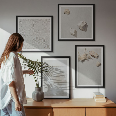 4 paveikslų rinkinys su rėmais Smėlio akmenų bohemiška tekstūra