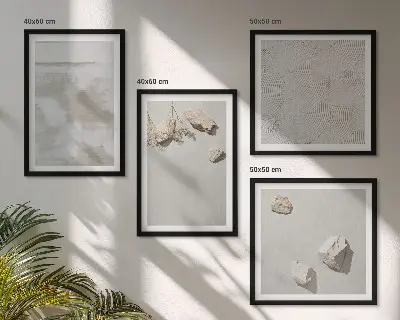 4 paveikslų rinkinys su rėmais smėlio akmenų bohemiškos tekstūros motyvais