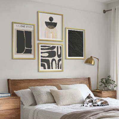 4 paveikslų rinkinys su rėmais Abstrakčios marmuro formos