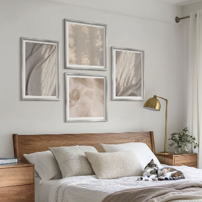 Daugiadalis paveikslas su rėmu Natūralūs boho audiniai iš arti