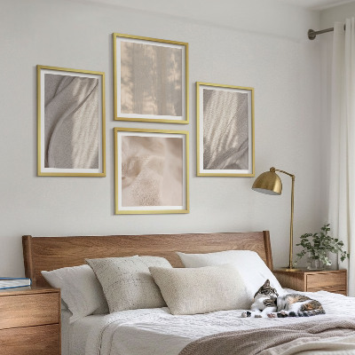 Daugiadalis paveikslas su rėmu Natūralūs boho audiniai iš arti